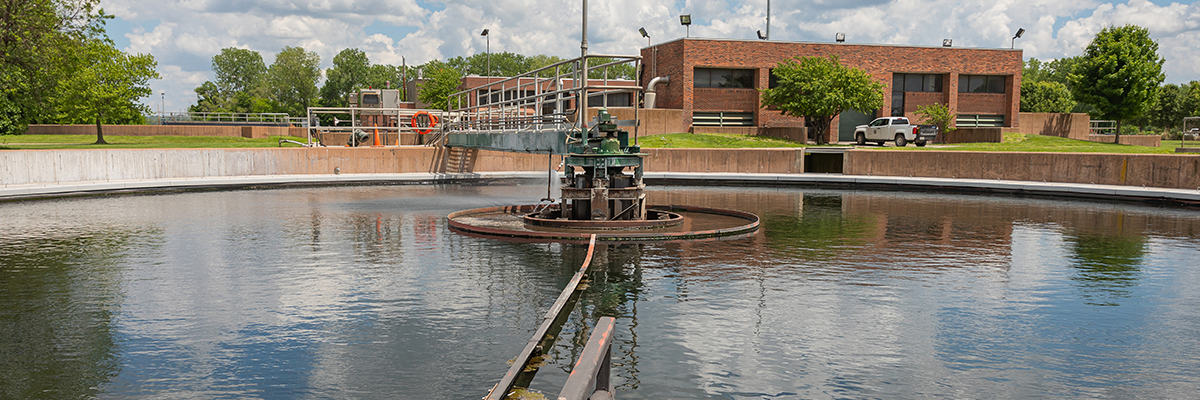 Photograph of a clarifier used during the wastewater treatment process