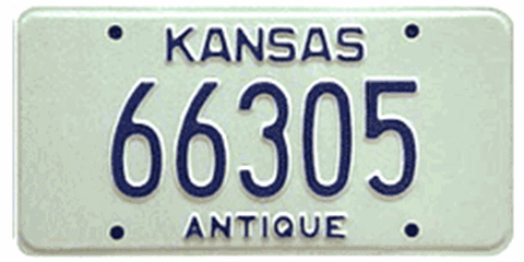 antique tag for Kansas 