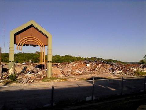 a view of Indian Springs being demolished in 2016