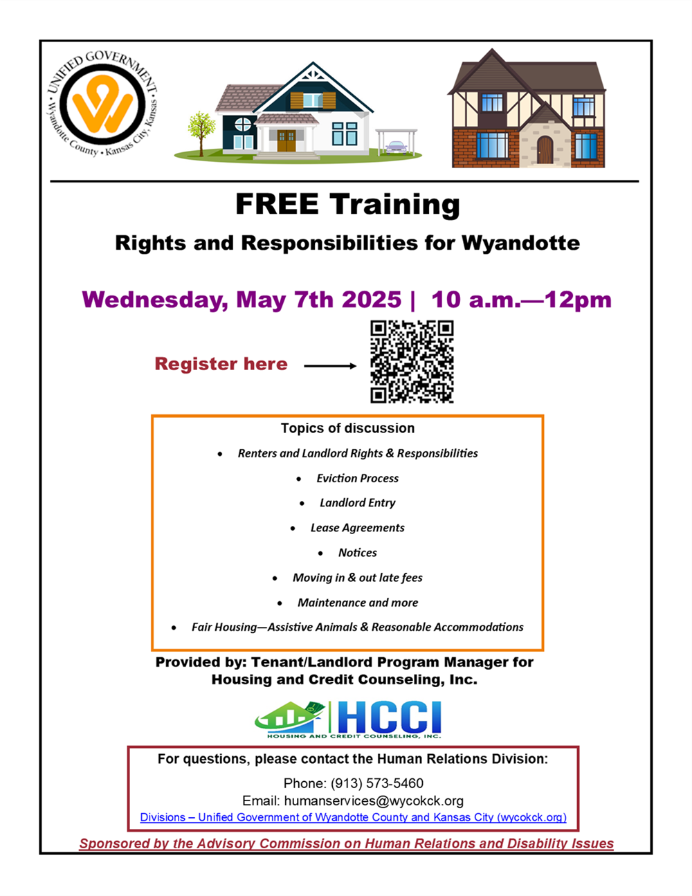 Tenant Rights and Respons. Training Online Class Flyer 2025