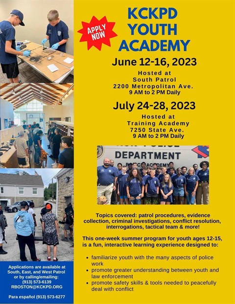 KCKPD Youth Academy 2023 Flyer