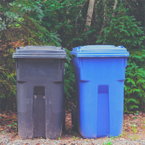 Photograph of two trash containers sitting side by side