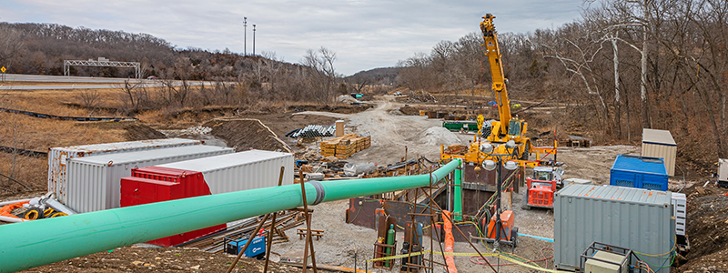 Photograph of construction activity on the Lower Conner Creek Interceptor in Kansas City, Kansas