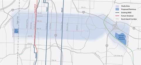 Transit East-West Study Area Map